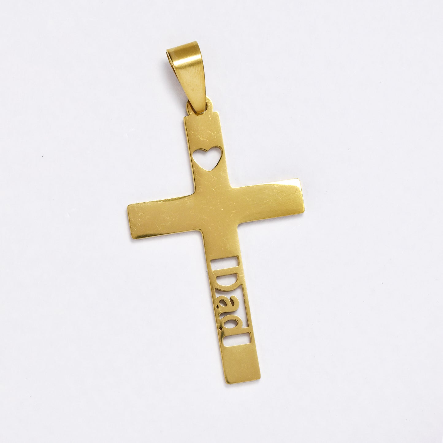 SSYP6069 - St Steel 43mm x 25mm Dad heart cross pendant