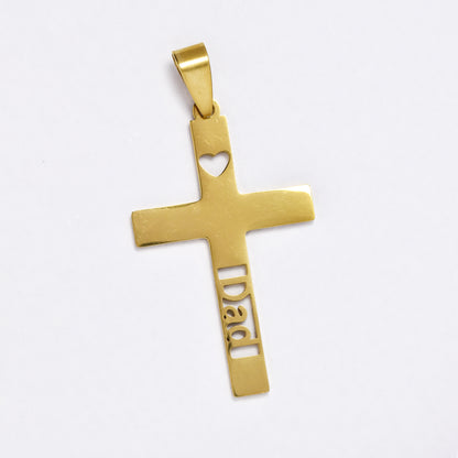 SSYP6069 - St Steel 43mm x 25mm Dad heart cross pendant