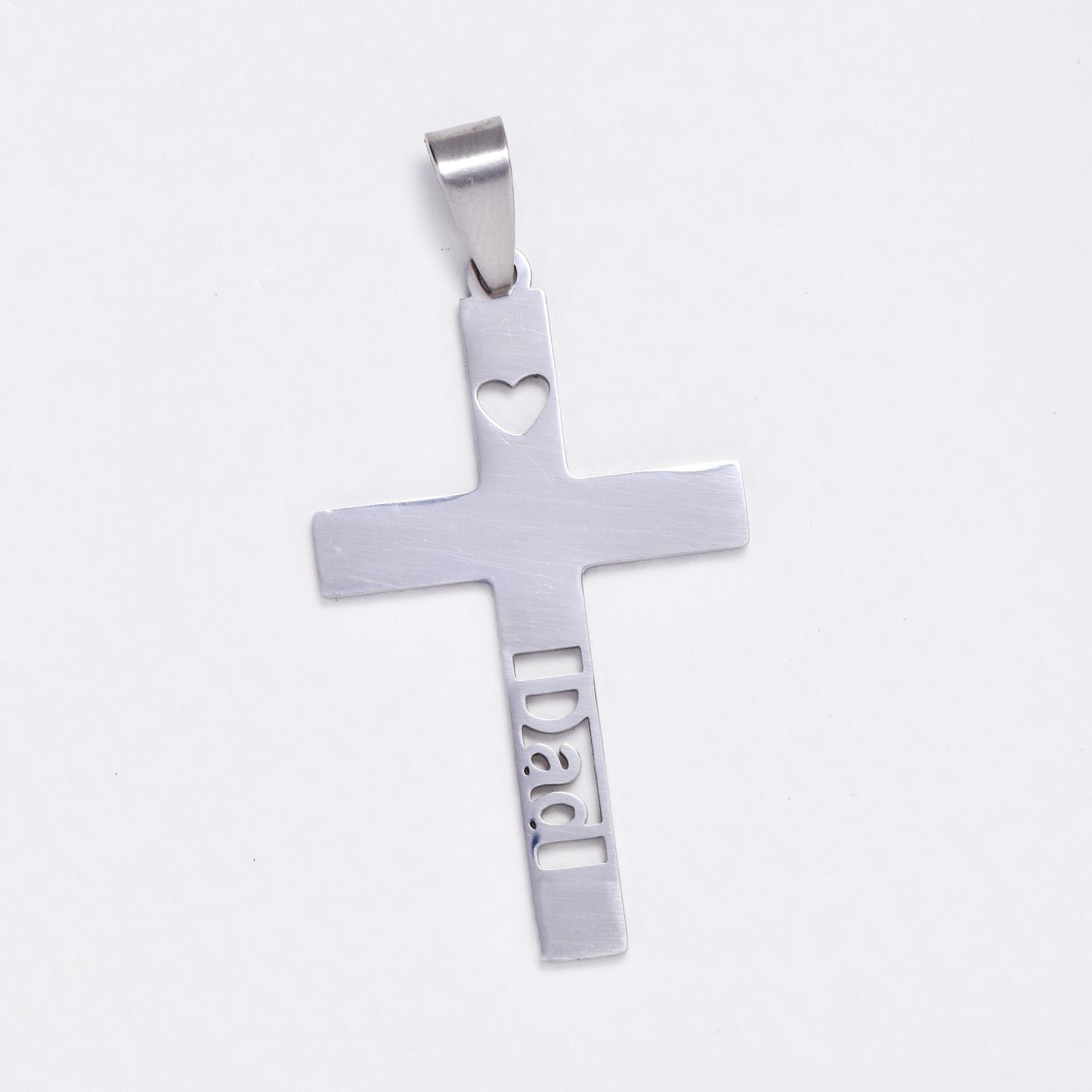 SSYP6069 - St Steel 43mm x 25mm Dad heart cross pendant
