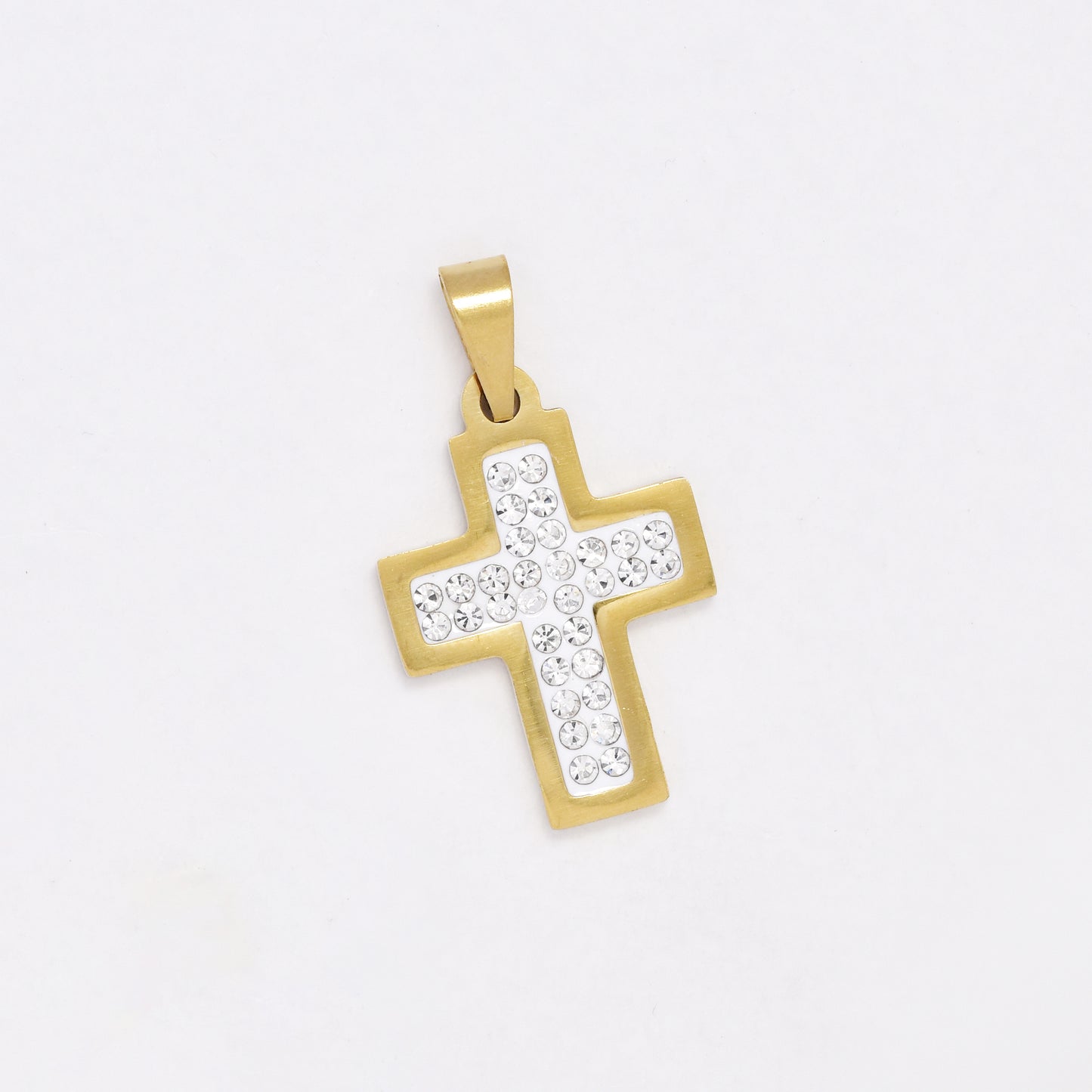SSYP6080 - St Steel 30mm x 18mm CZ cross pendant