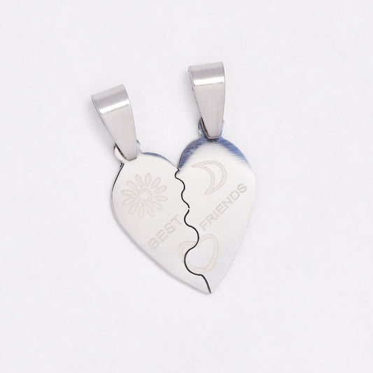 SSYP6451 - St Steel 23mm x 19mm 2 piece best friends pendant