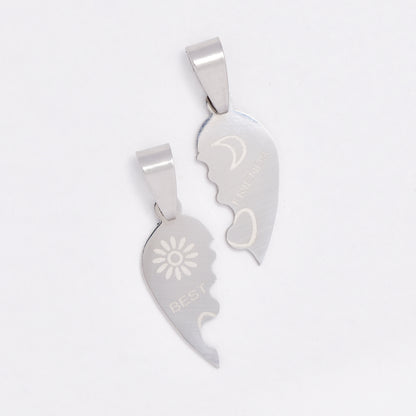 SSYP6451 - St Steel 23mm x 19mm 2 piece best friends pendant