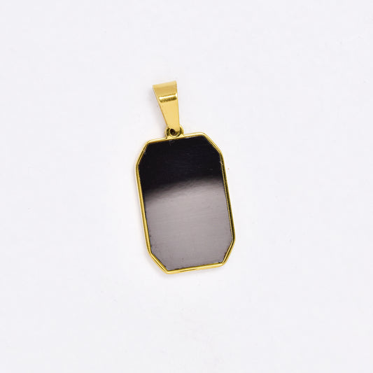 SSYP6453 - St Steel 23mm x 15mm rectangular mirror finish disk pendant