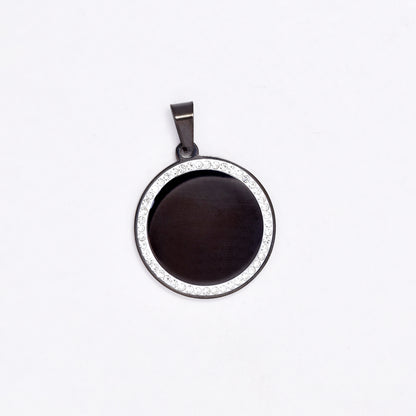 SSYP6455 - St Steel 25mm round crystal disk pendant