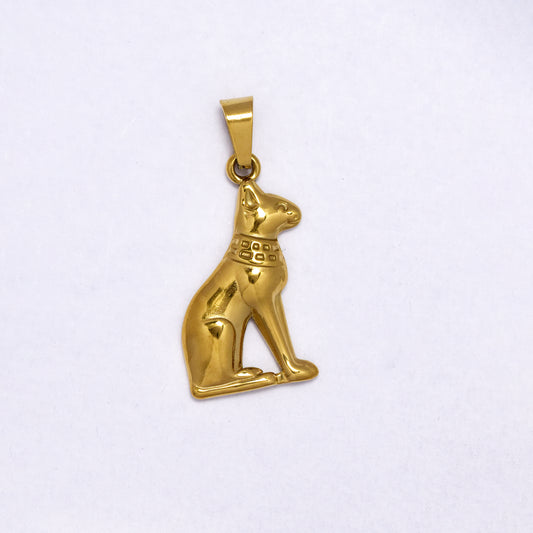 SSYP7189 - Steel 28mm x 15mm Egyptian cat pendant