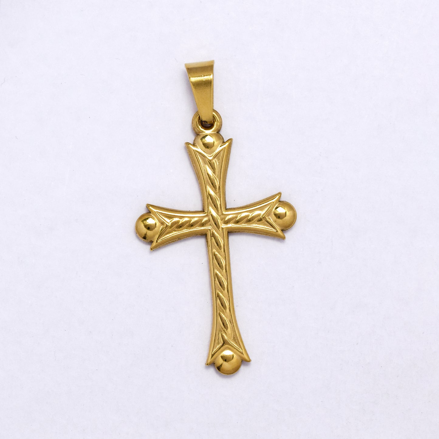 SSYP7192 - Steel 35mm x 21mm geometric cross pendant