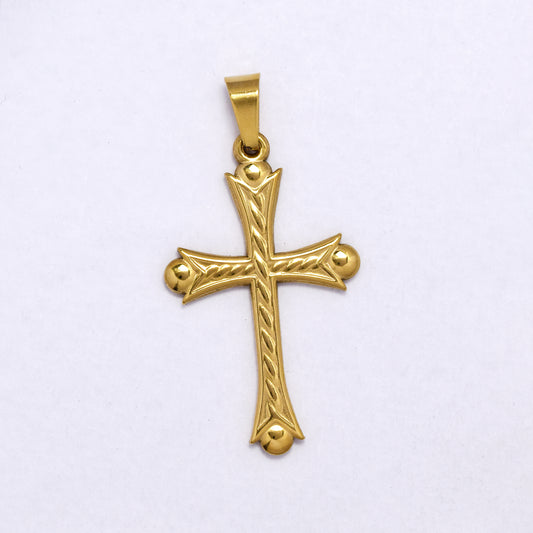 SSYP7192 - Steel 35mm x 21mm geometric cross pendant