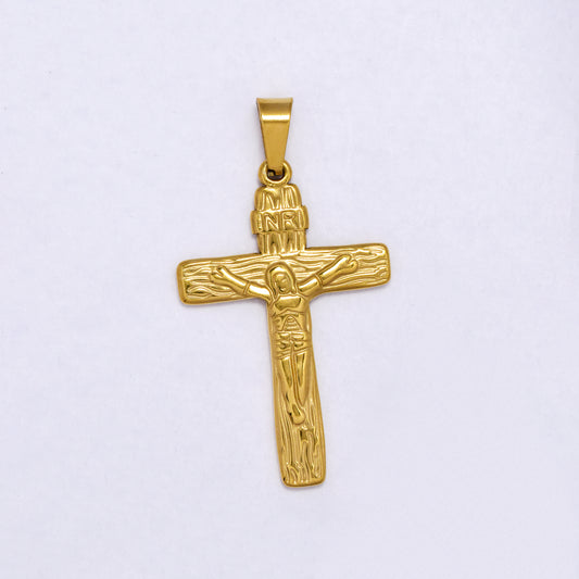 SSYP7202 - Steel 36mm x 23mm textured crucifix pendant