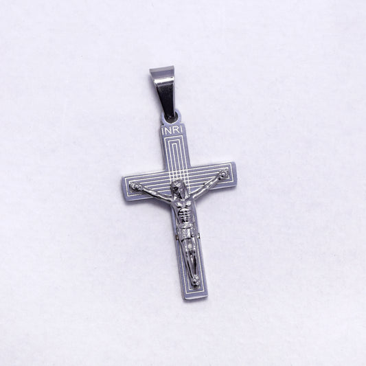 SSYP7406 - Steel 30mm x 18mm crucifix pattern pendant