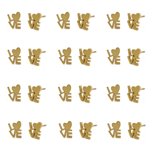 12 pack Stainless steel love stud earring - SSYPK4450