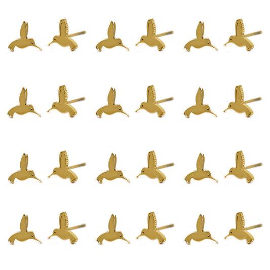 12 pack Stainless steel bird stud earrings - SSYPK4452