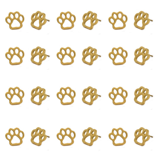 12 pack Stainless steel dog paws stud earrings - SSYPK4454