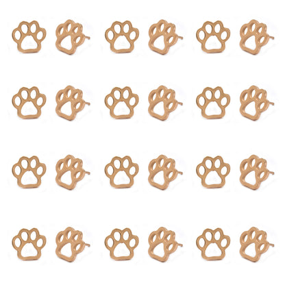 12 pack Stainless steel dog paws stud earrings - SSYPK4454