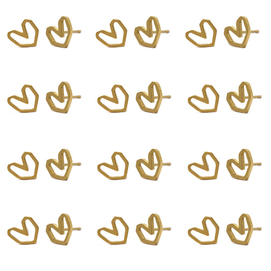 12 pack Stainless steel heart stud earrings - SSYPK4455
