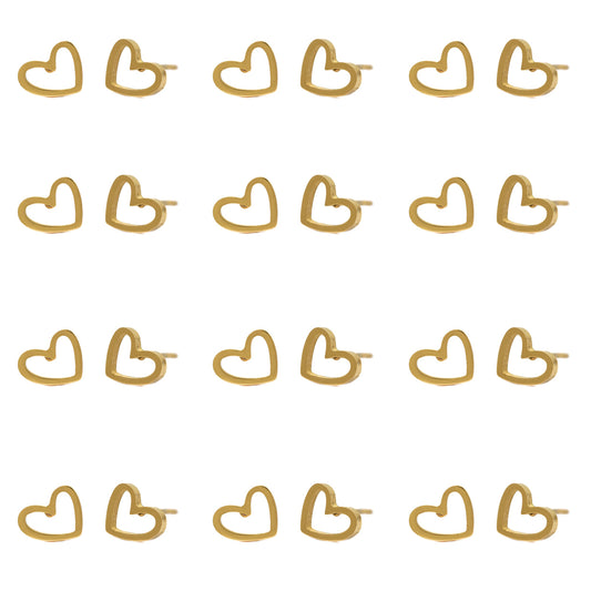 12 Pack Stainless steel cutout heart stud earrings - SSYPK4456
