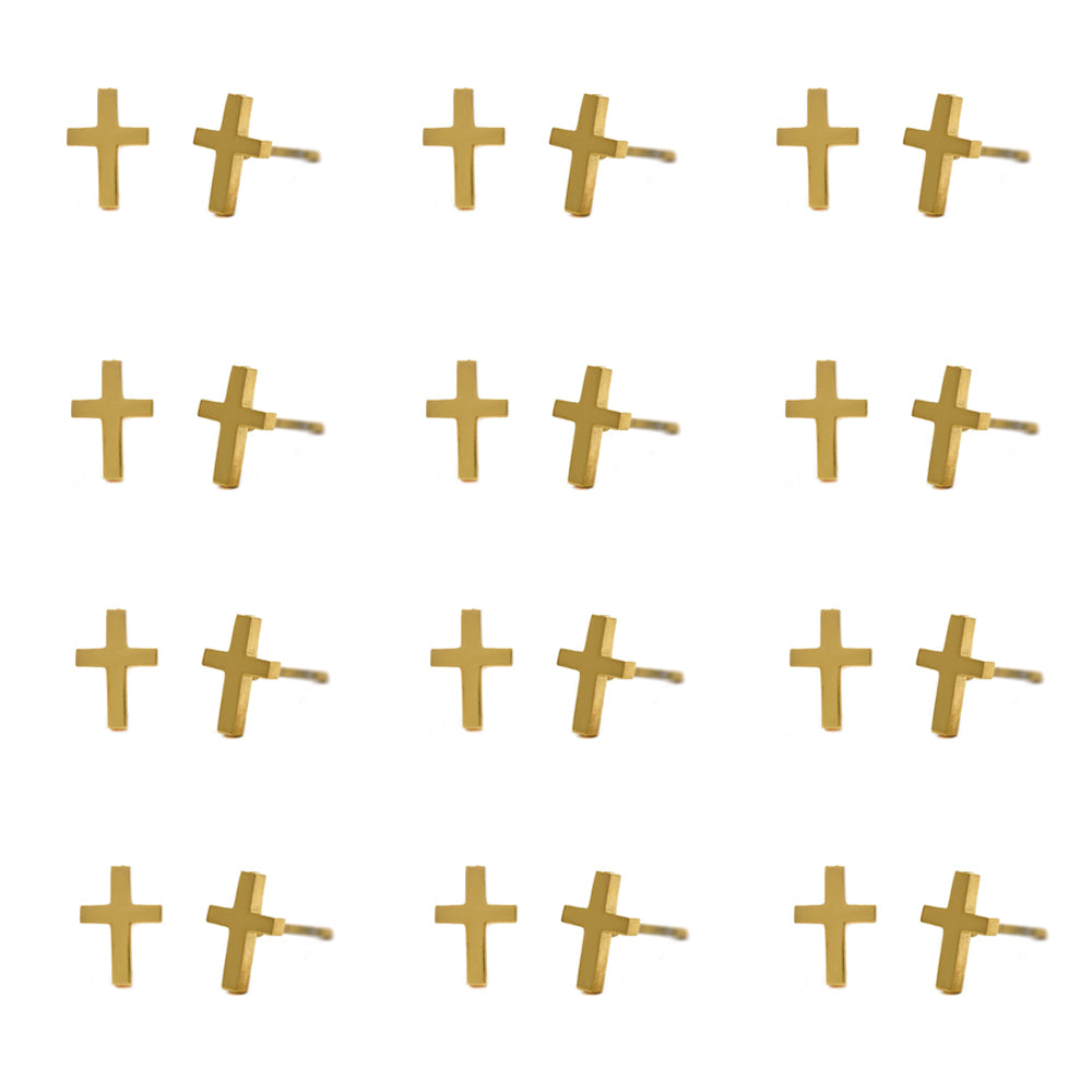 12 Pack Stainless steel cross stud earrings - SSYPK4460