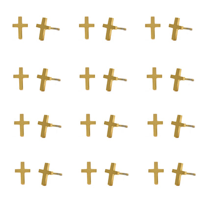 12 Pack Stainless steel cross stud earrings - SSYPK4460