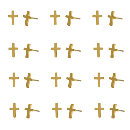 12 Pack Stainless steel cross stud earrings - SSYPK4460