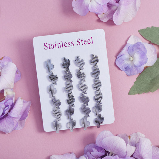 12 Pack stainless steel cactus studs - SSYPK4684