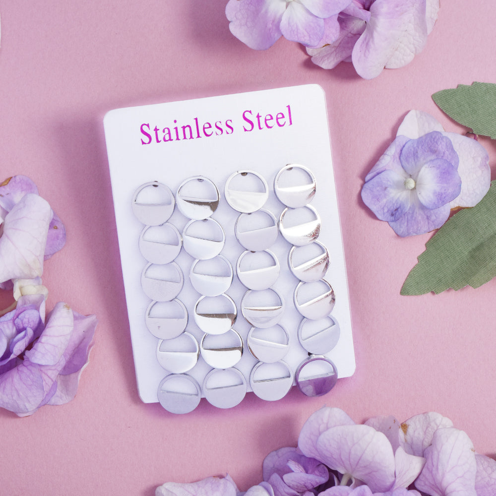12 Pack Stainless steel circle studs