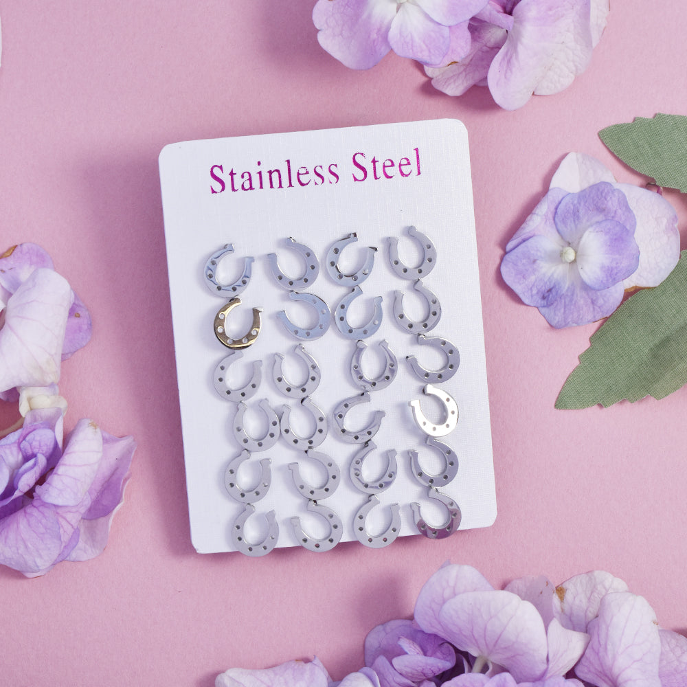 12 Pack Stainless steel horseshoe stud earring - SSYPK4690