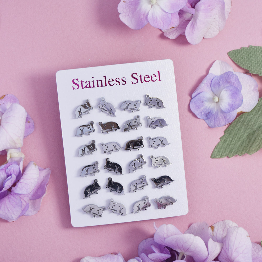 12 Pack Stainless steel koala bear studs - SSYPK4692