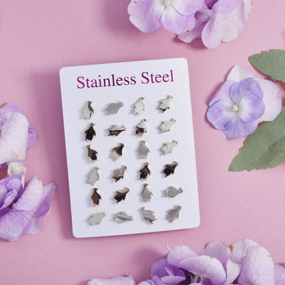 12 Pack Stainless steel penguin stud earrings - SSYPK4695