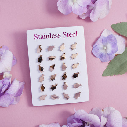 12 Pack Stainless steel penguin stud earrings - SSYPK4695