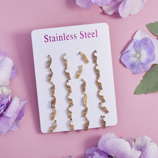 Stainless steel 12 pack giraffe studs - SSYPK4703