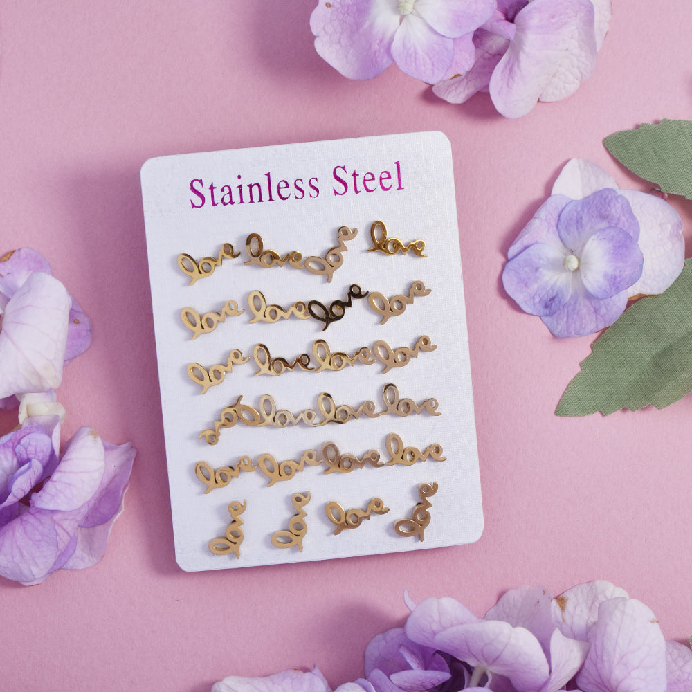 12 Pack Stainless steel love studs - SSYPK4704
