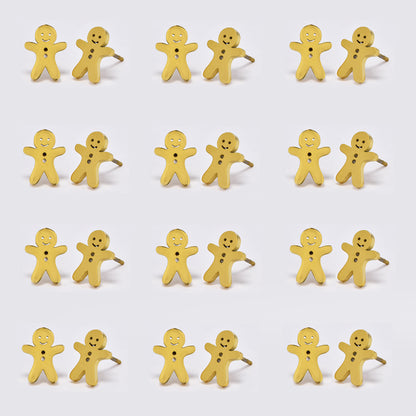 12 Pack stainless steel ginger bread man studs - SSYPK5161