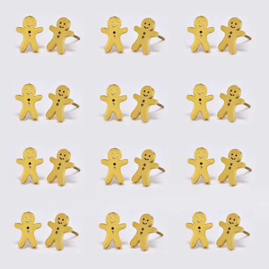 12 Pack stainless steel ginger bread man studs - SSYPK5161
