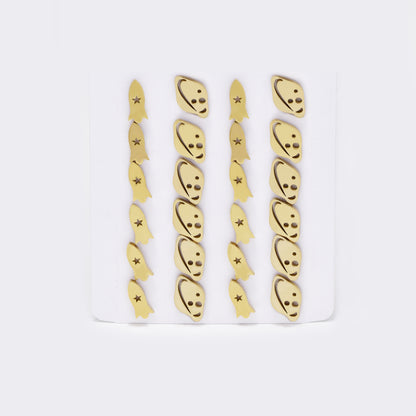 Stainless steel 12 pack spaceship & rocket studs - SSYPK5409