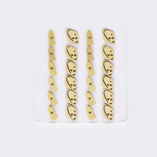 Stainless steel 12 pack spaceship & rocket studs - SSYPK5409
