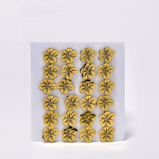 Stainless steel 12 pack tropic flower studs - SSYPK5415