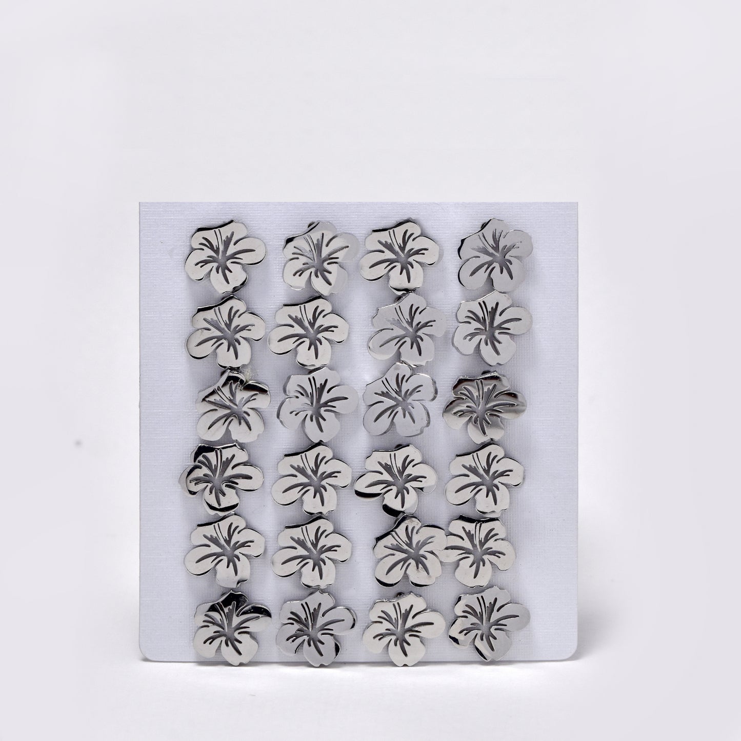 Stainless steel 12 pack tropic flower studs - SSYPK5415