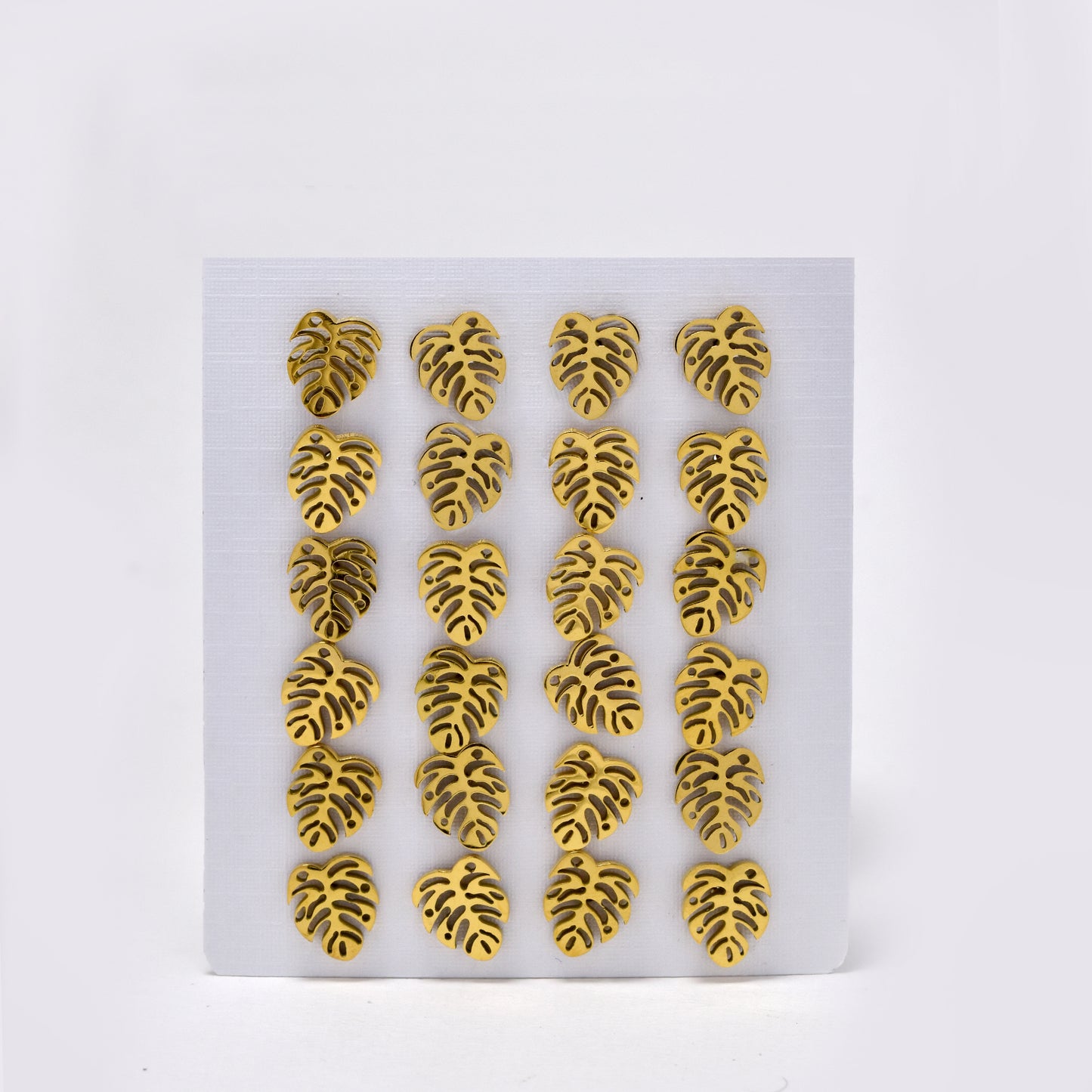 Stainless steel 12 pack monsteria leaf studs - SSYPK5417