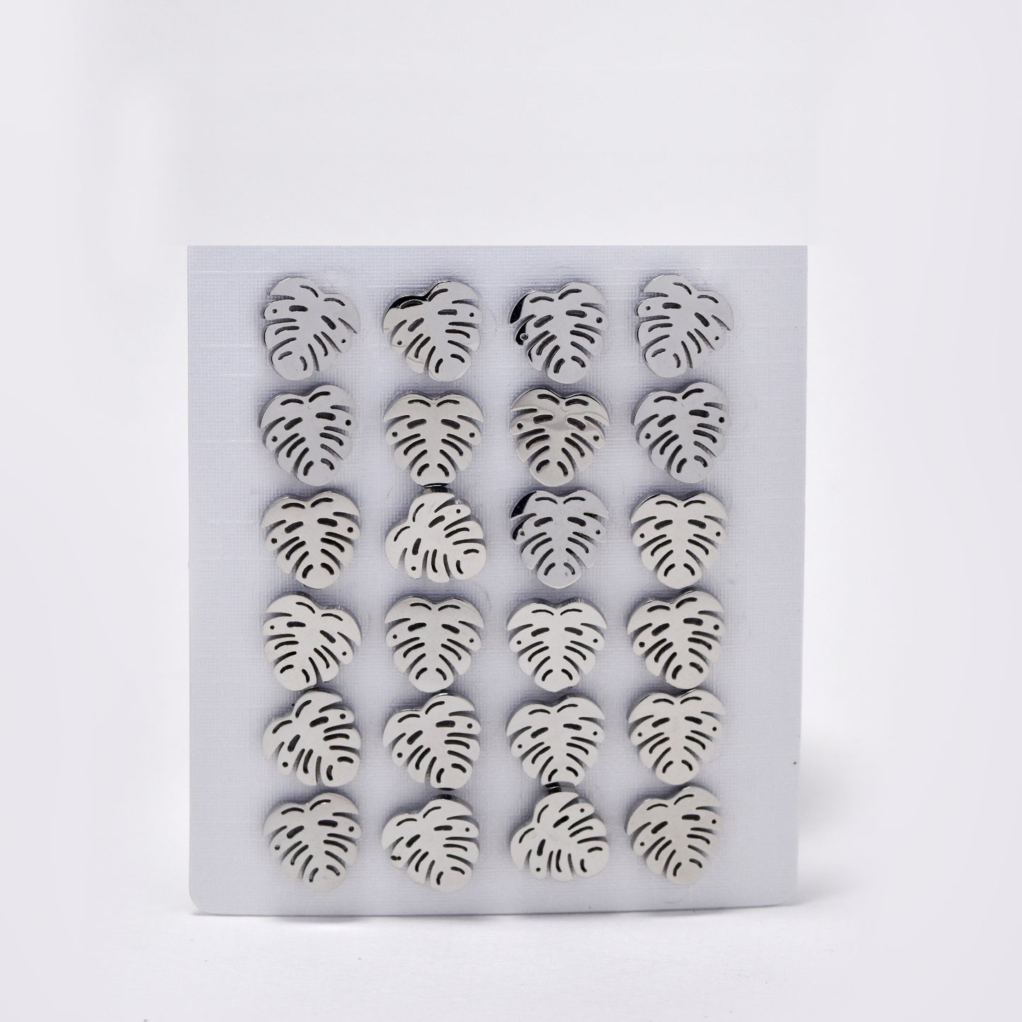 Stainless steel 12 pack monsteria leaf studs - SSYPK5417