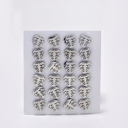 Stainless steel 12 pack monsteria leaf studs - SSYPK5417