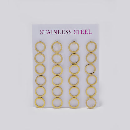 Stainless steel 10mm cutout circle 12 pack stud earring - SSYPK5449