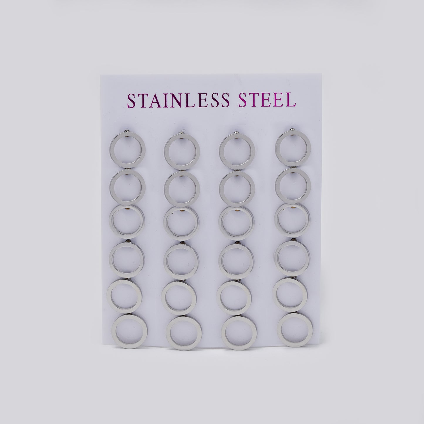 Stainless steel 10mm cutout circle 12 pack stud earring - SSYPK5449