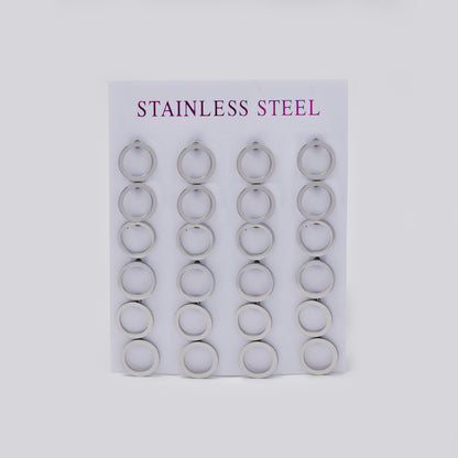Stainless steel 10mm cutout circle 12 pack stud earring - SSYPK5449