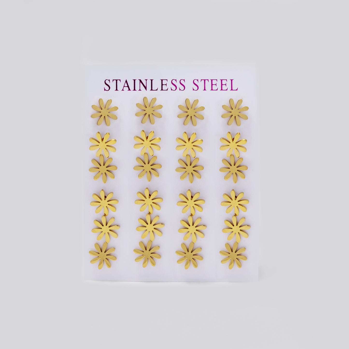 Stainless steel 10mm daisy flower 12 pack stud earring - SSYPK5451