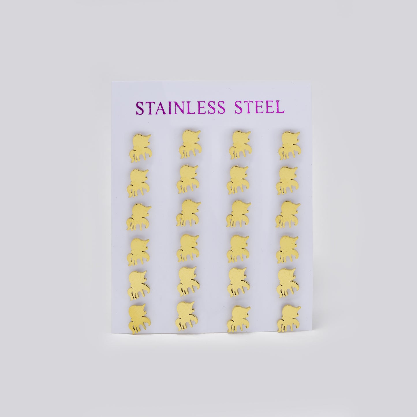 Stainless steel gold Unicorn 12 pack studs - SSYPK5494