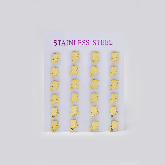 Stainless steel gold Unicorn 12 pack studs - SSYPK5494