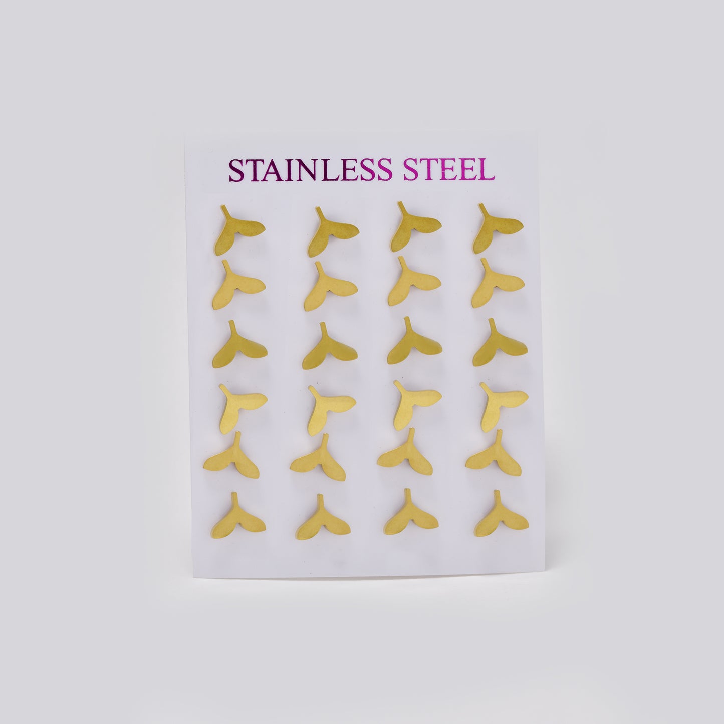 Stainless steel gold whale tail 12 pack studs - SSYPK5497