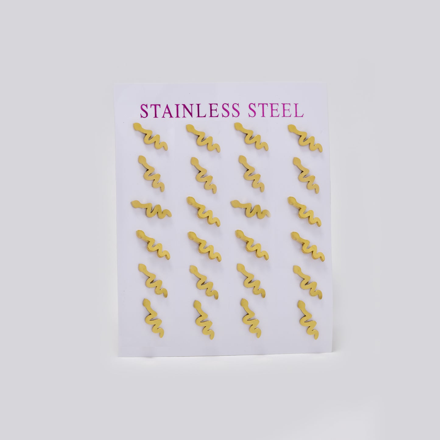 Stainless steel gold snake 12 pack studs - SSYPK5498