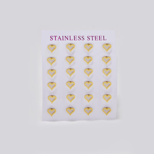 Stainless steel gold small cutout heart 12 pack studs - SSYPK5500