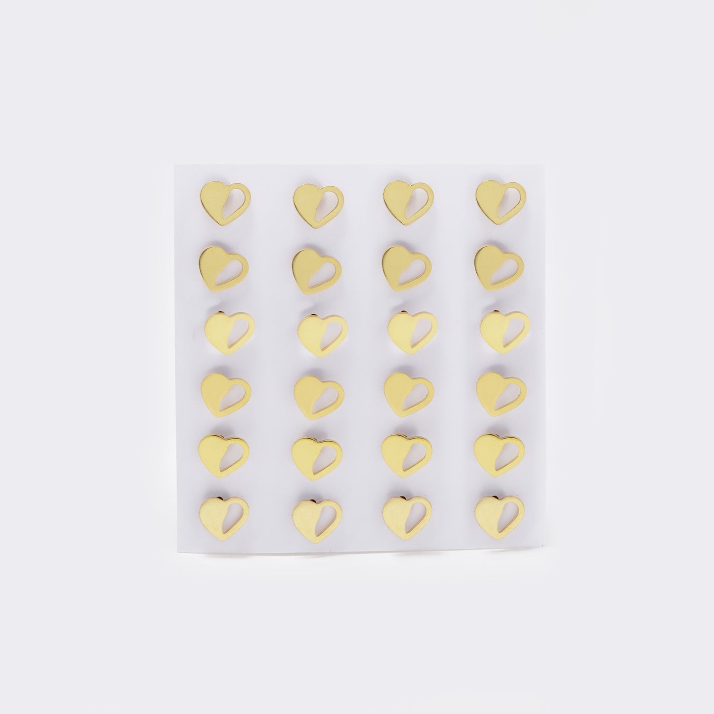 Stainless steel half cutout heart 12 pack gold studs - SSYPK5530