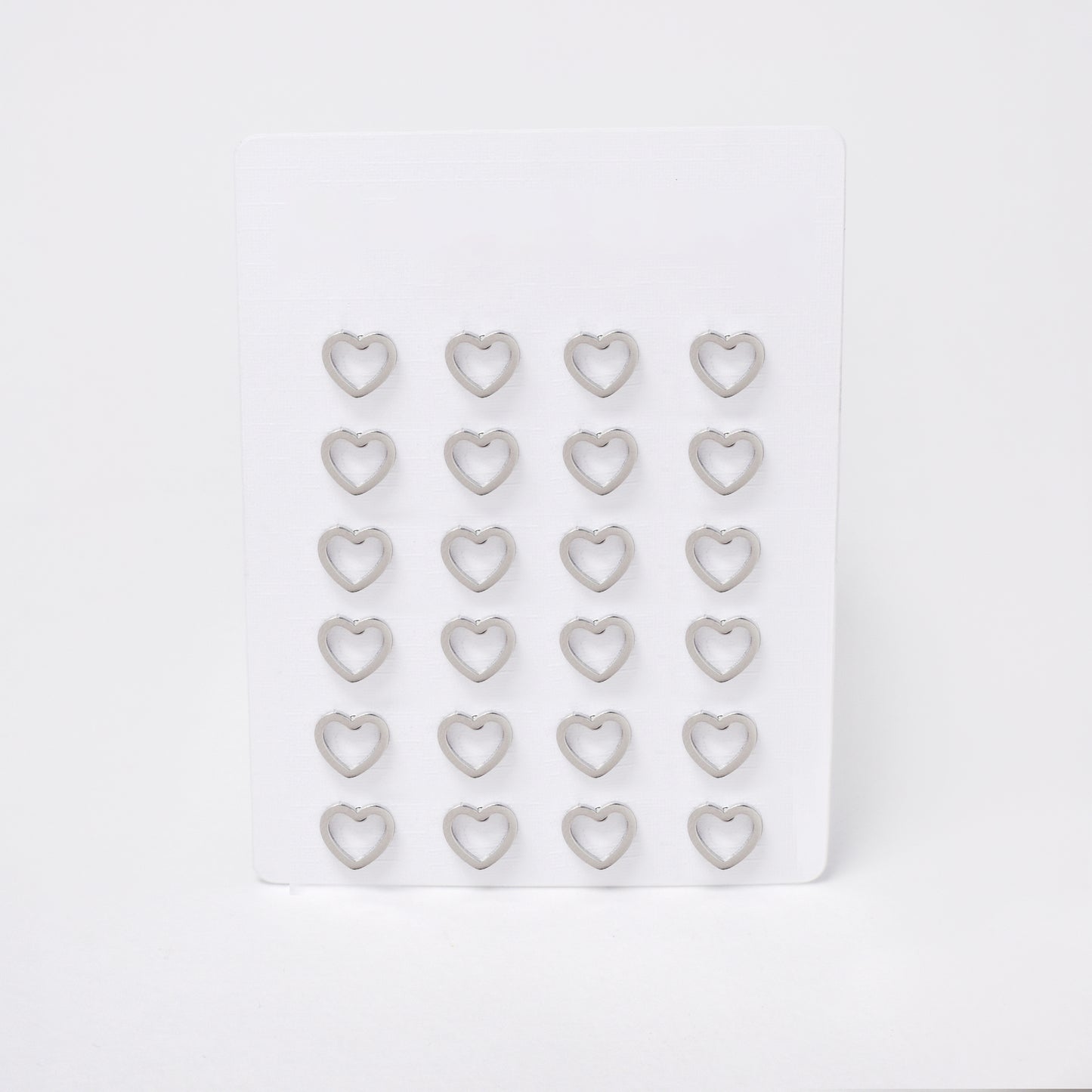 SSYPK7370 - Steel 12 pack open heart stud earrings